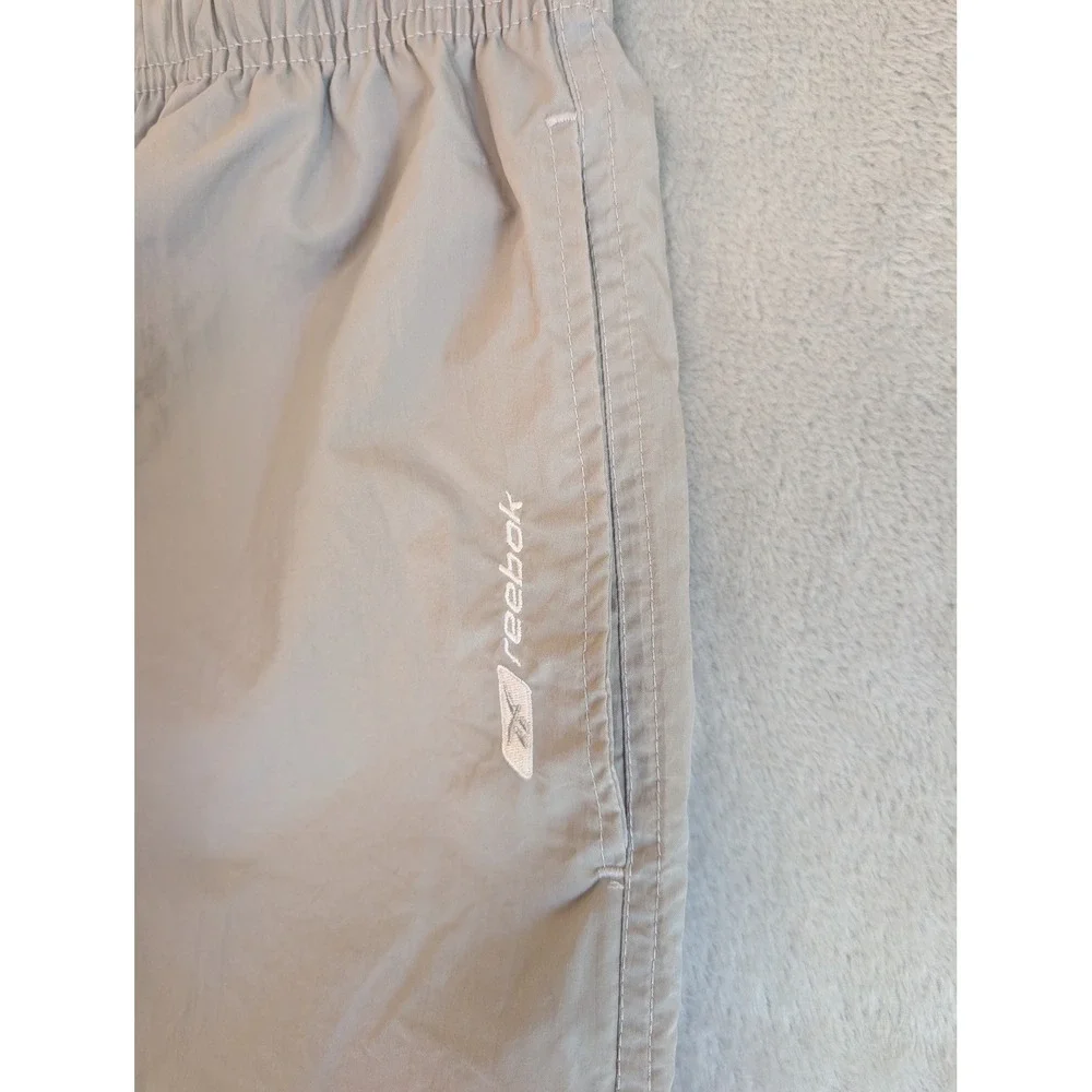 Vintage 90s Reebok Nylon Track Wind Pants Ankle Zippers Gray M Streetwear Retro